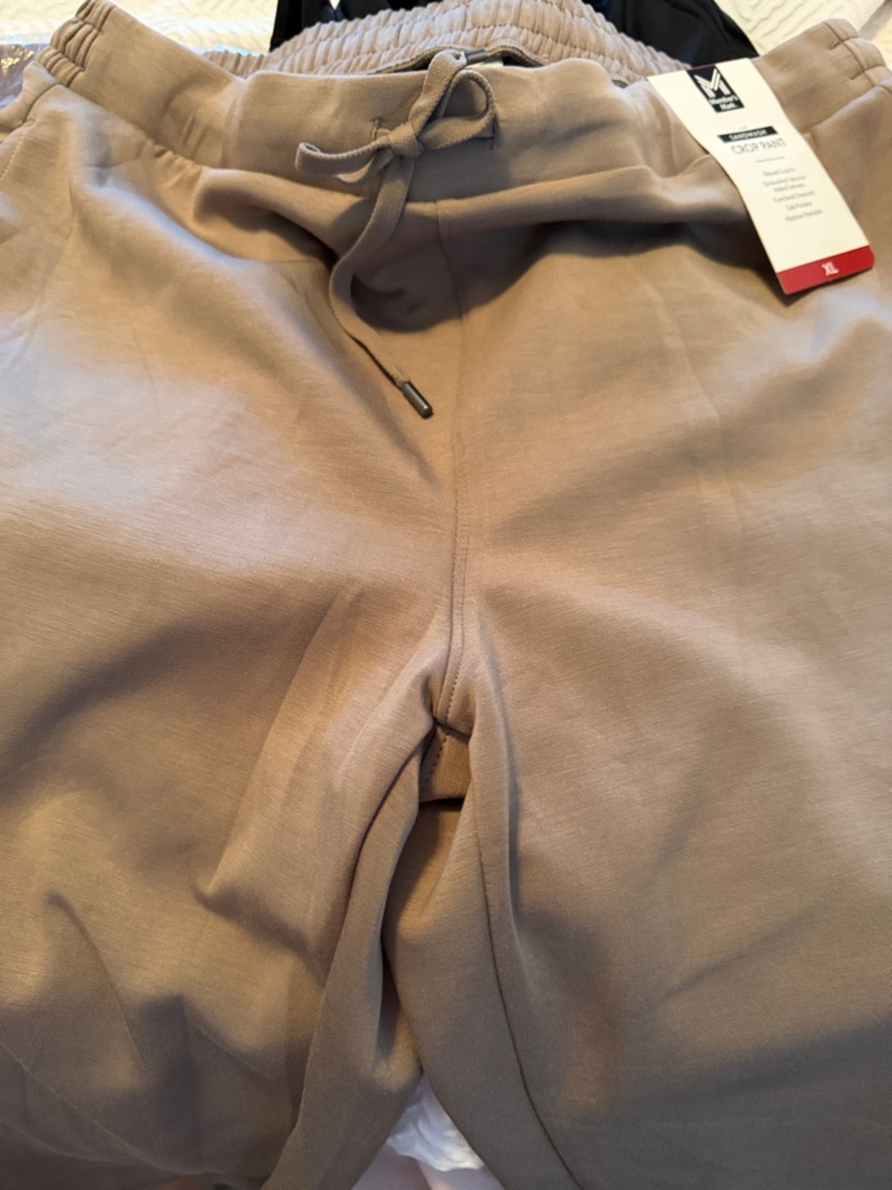 Women's Cropped Drawstring Pants in Taupe XL sandwash crop - Picture 6 of 8